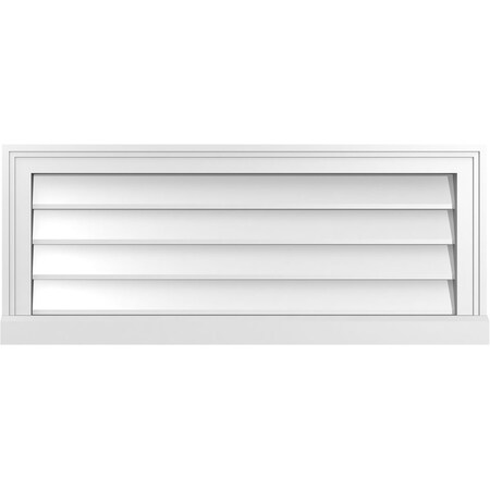 Ekena Millwork Vertical Surface Mount PVC Gable Vent w/ 2"W x 2"H , Brickmould Sill Frame, 34"W x 14"H GVPVE34X1403SN